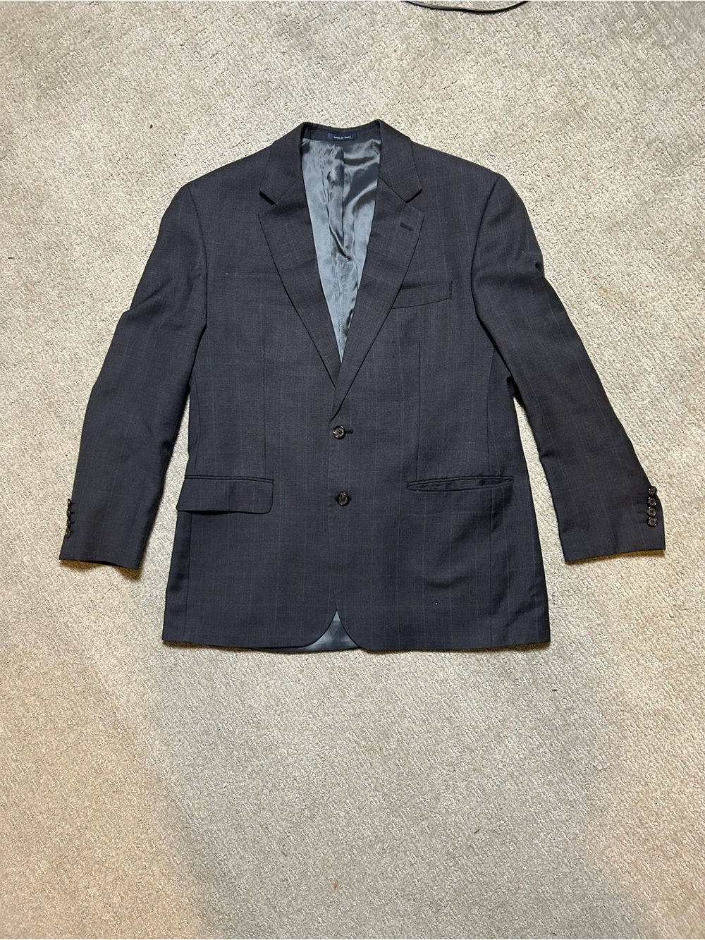 Ralph Ralph Lauren Suit Men 42R Charcoal Gray Pinstripe Wool Two Button Business